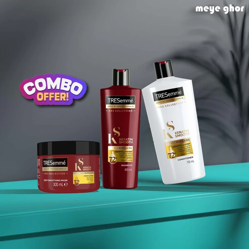 TRESemmé Keratin Smooth Conditioner, keratin smooth shampoo and Keratin Smooth Deep Smoothing Mask