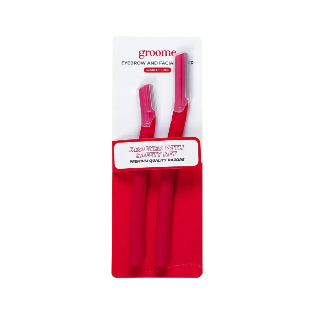 Groome Eyebrow and Facial Razor- Red (Pack of 2pcs)