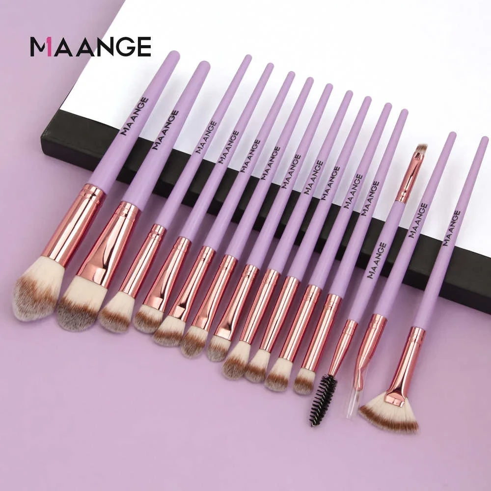 Maange 14pcs Purple Color Eye Makeup Brush