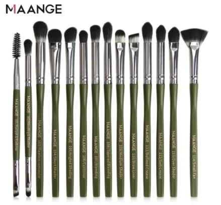 Maange 14pcs Green Color Eye Makeup Brush