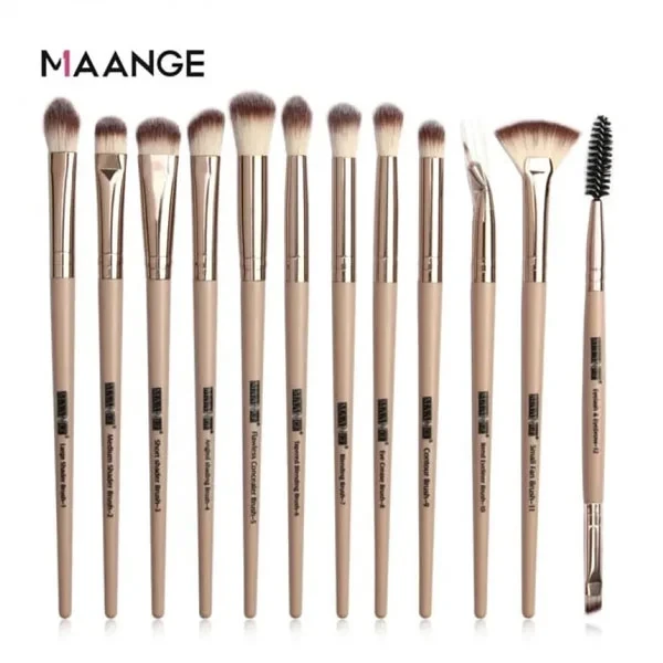 Maange 12pcs Eye Makeup Brush- Brown